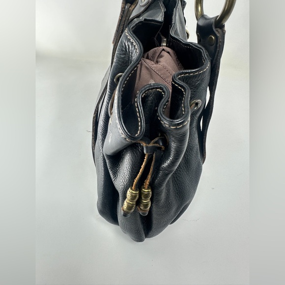 Vintage Y2K shoulder bag Black Leather Fossil Bag M Bag Real Leather. - Picture 3 of 14